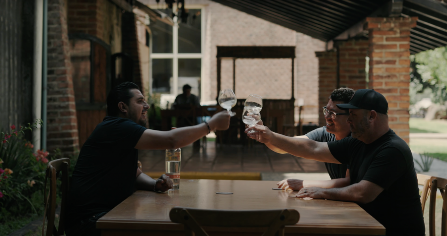 Friends sharing drinks